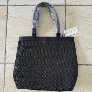 NWT! Jules Kae Black Woven Tote Bag